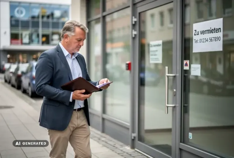 Geschäftsmann steht vor einem leeren Ladenlokal