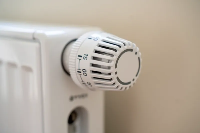 Heizthermostat in Nahaufnahme