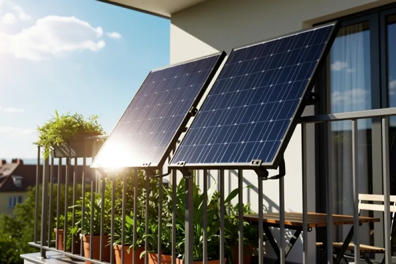 Solarpanele an einer Balkonbrüstung befestigt