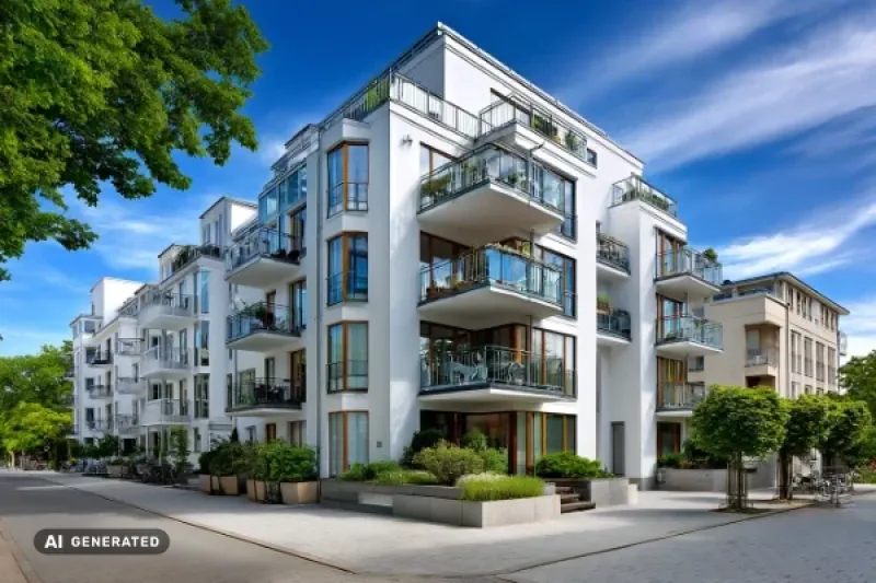Apartmenthaus mit mehreren Balkonen