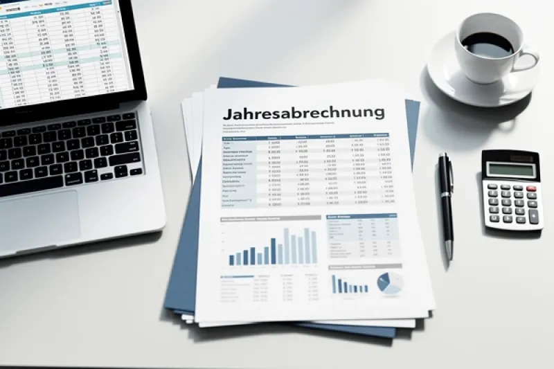 Symbolbild: Jahresabrechnung auf einem Schreibtisch