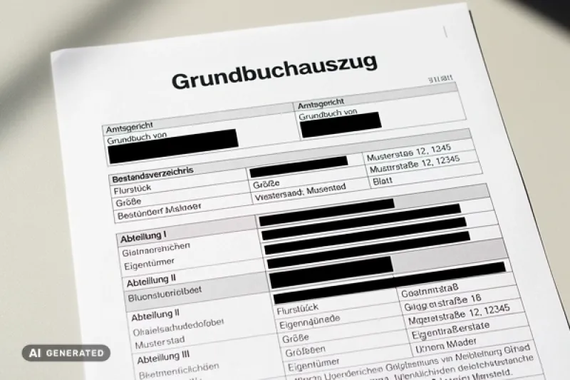 Grundbuchauszug mit geschwärzten Textstellen