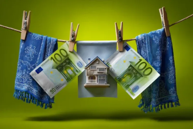 Geldscheine und Handtücher auf einer Wäscheleine