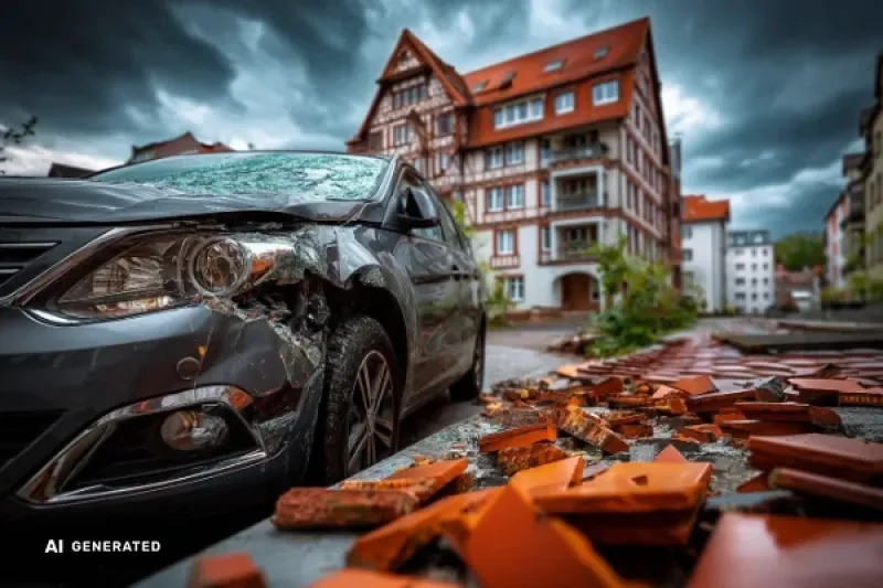 Mehrfamilienhaus mit defekten Dachziegeln