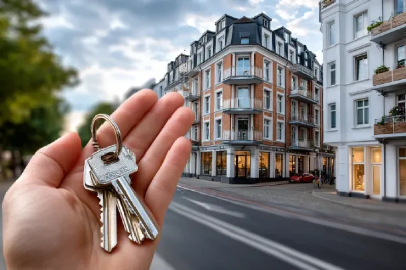 Junger Mann sitzt ein seiner Küche und telefoniert, im Hintergrund eine junge Frau die zuhört.