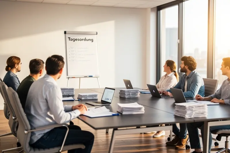 Eigentümergemeinschaft diskutiert über die Tagesordnung