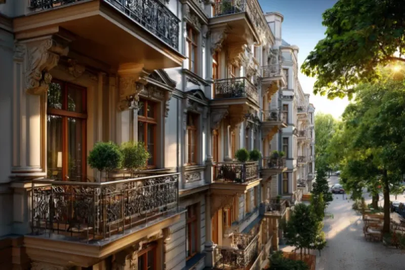 Berliner Häuserzeile mit Mehrfamilienhäusern