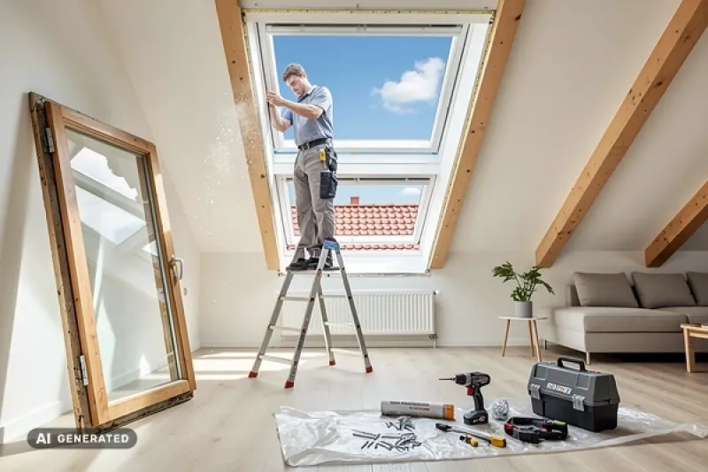 Austausch von einem Dachfenster in einer Dachgeschosswohnung