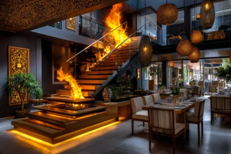 Feuer und Brandausbruch in einem asiatischen Restaurant