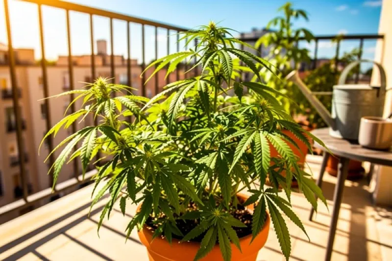Canabispflanze auf einem Balkon