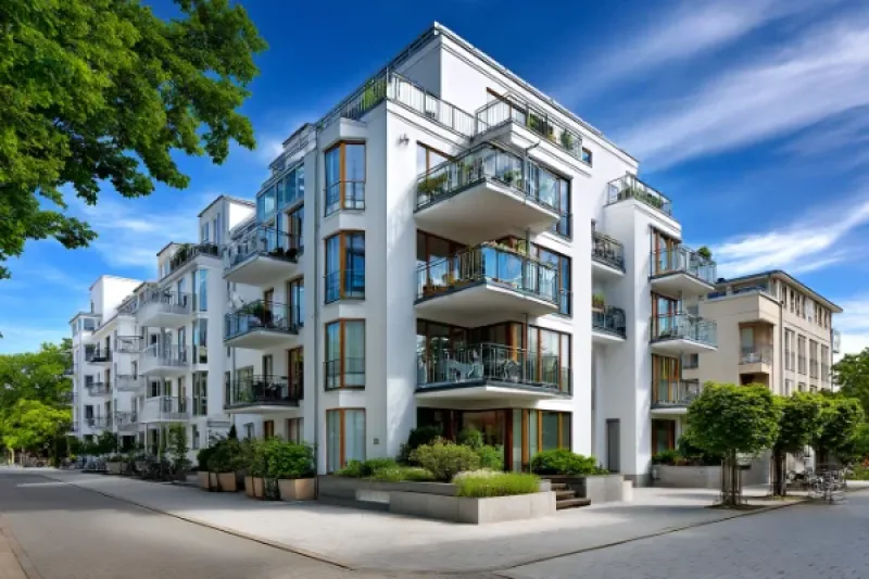 Apartmenthaus mit mehreren Balkonen