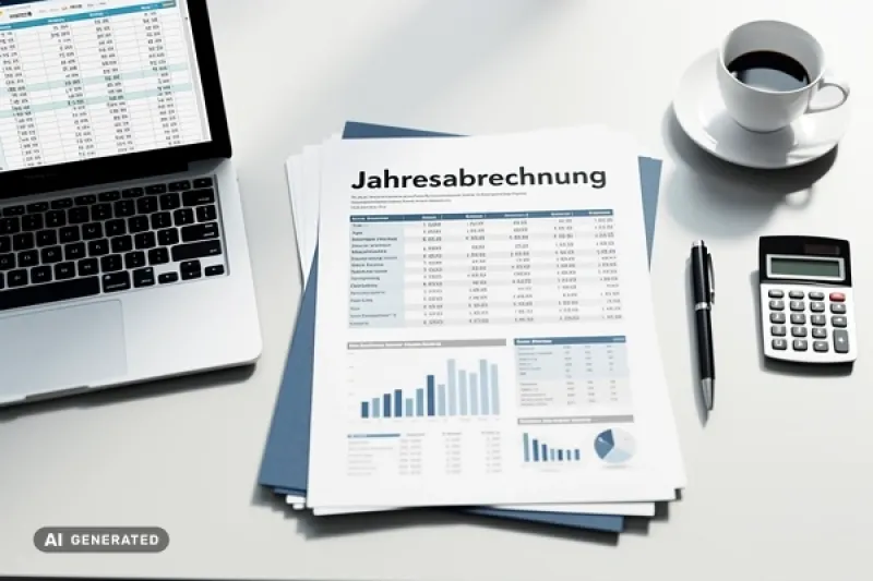 Symbolbild: Jahresabrechnung auf einem Schreibtisch