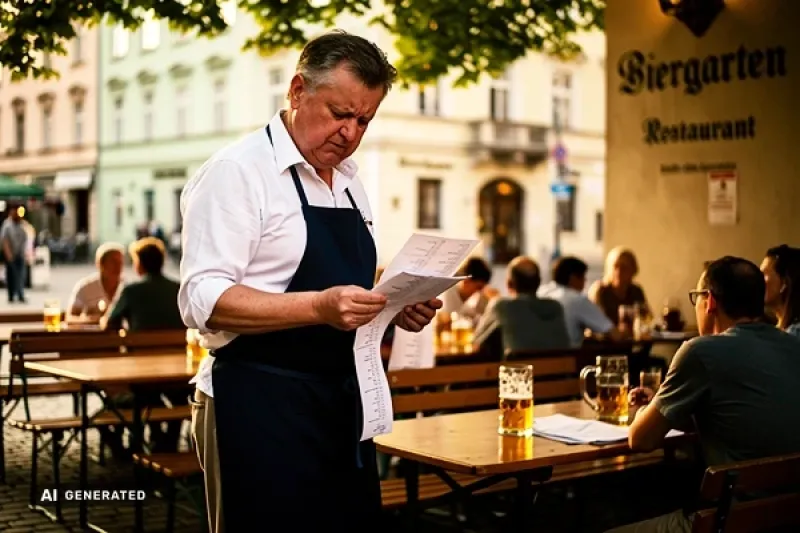 Münchner Gastwirt vor seinem Freisitz