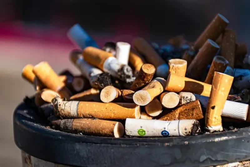 Aschenbescher mit Cigarrettenkippen