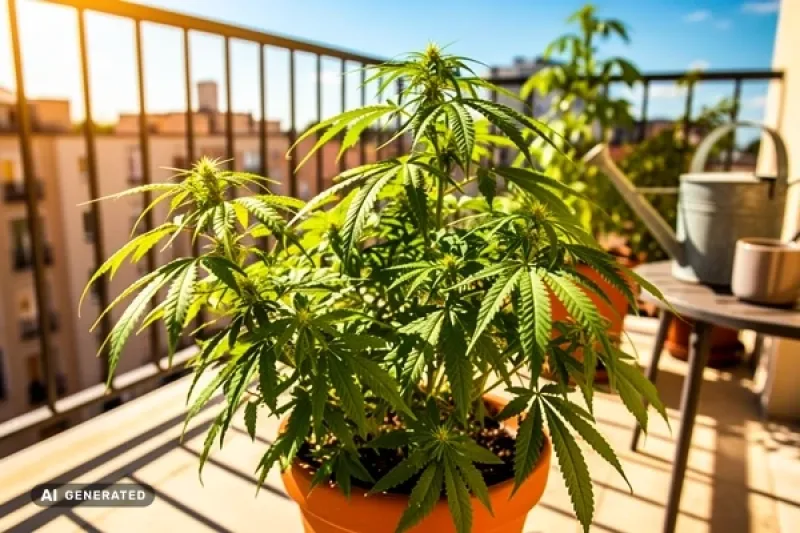 Canabispflanze auf einem Balkon